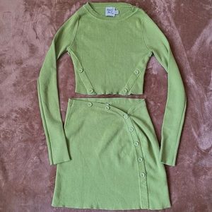 Princess Polly Matching Set, The Mia Set, size XS/S, stretchy sweater set, green